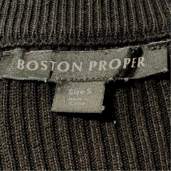 Boston Proper Sweater Sz Sm Black Ribbed Knit Quarter Zip Mock Neck Pullover - Picture 4 of 12